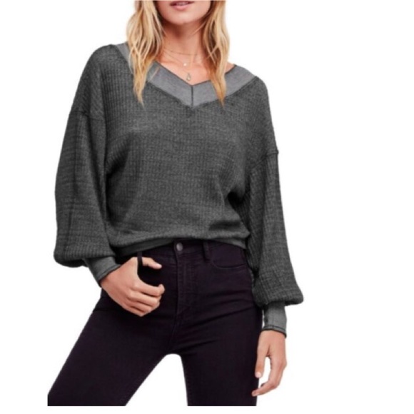 Free People Tops - Free People South side black thermal sweater